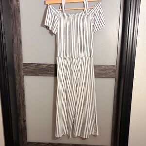 Girls Striped Off Shoulder Jumpsuit